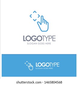 Finger, Up, Gestures, Move Blue Outline Logo Place for Tagline. Vector Icon Template background