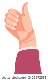Finger hoch. Hand in Geste, die ich mag. Vektorgrafik auf weißem Hintergrund