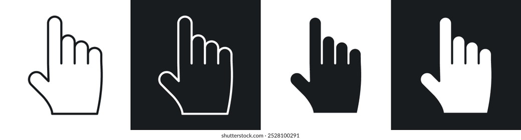 Finger vector icon set in black and white