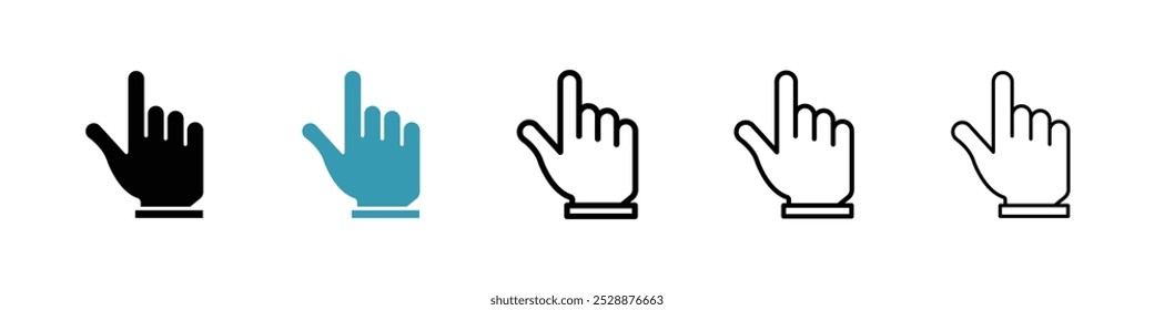 Finger vector icon set in black and blue colors.