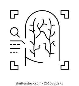 finger vein recognition line icon vector. finger vein recognition sign. isolated contour symbol black illustration