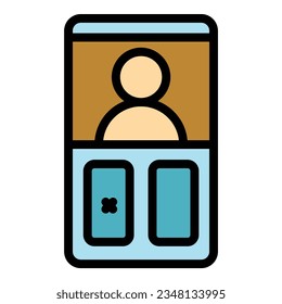 Finger video intercom icon outline vector. Door system. Security camera color flat