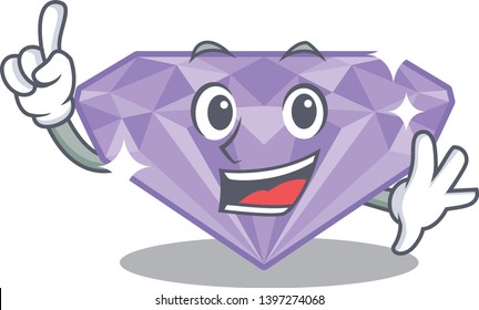 Finger violet diamond in the cartoon box