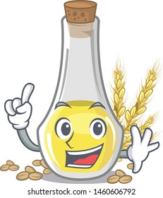 Finger wheat germ oil at cartoon table