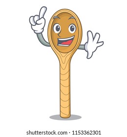 Finger wooden spoon mascot cartoon