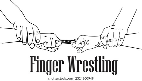 Finger Wrestling Vector Illustration Intense Hand-to Hand Battle, Tense Finger Wrestling Vector Art Locked Hands in Action, Powerful Finger Wrestling Vector Graphic, Struggle of Extended Fingers