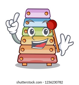 Finger xylophone with character wooden on table