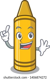 Finger yellow crayon isolated in the mascot