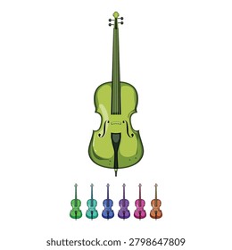 fingerboard cello cartoon. scroll neck, body acoustic, electric concert fingerboard cello sign colorful illustration