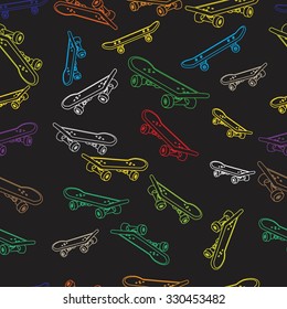 Fingerboard (small copy of skateboard).  Simple seamless pattern. Vector illustration