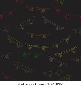 Fingerboard (small copy of skateboard). Simple seamless pattern. Vector illustration
