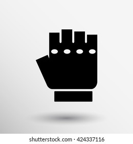 Fingerless black sport gloves vector icon isolated, winter, fashion logo.