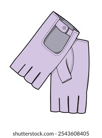 Fingerless driving gloves vector mockup template technical drawing.