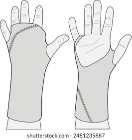 Fingerless fly fishing gloves cad template for accessory design