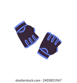 Fingerless gloves for cycling, motorbike, mma training. Hand protection clothes without fingers. Safety sportswear covers palm. Sports equipment. Flat isolated vector illustration on white background