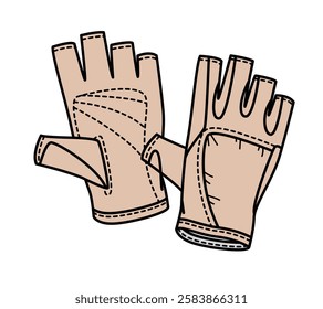 fingerless gloves flat drawing vector design mockup template.