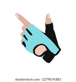 Fingerless gloves in flat style illustration for sports, fitness, gym. Fingerless gloves in Blue and black color isolated on white background. Vector illustration