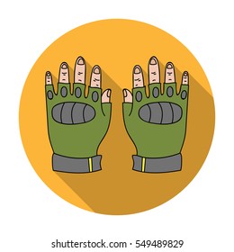 Fingerless gloves icon in flat style isolated on white background. Paintball symbol stock vector illustration.