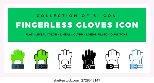 Conjunto de iconos de guantes sin dedos. Colección de 6 iconos elegantes y versátiles