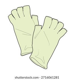 Fingerless gloves technical flat drawing vector mockup template.