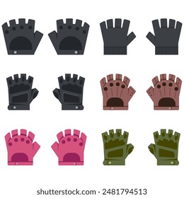 Fingerless gloves vector cartoon set isolated on a white background.