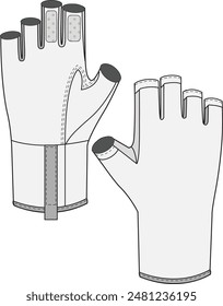 Fingerless performance gloves cad template for accessory design