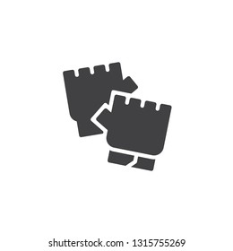 Fingerless sport gloves vector icon. filled flat sign for mobile concept and web design. Gym gloves simple glyph icon. Symbol, logo illustration. Pixel perfect vector graphics