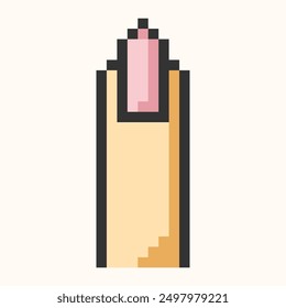 fingernail pixel art. Woman finger with pink polish pixel.Nail polishing salon,Nail Care concept.Finger icon. Vector illustration EPS 10