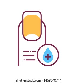 Fingernail treatment color line icon. Nail salon. Beauty industry. Pictogram for web page, promo. UI/UX/GUI design element. Editable stroke.