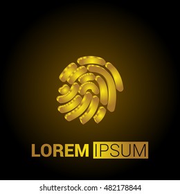 Fingerprint 3D Golden Metallic Premium Royal Corporate Logo / Icon