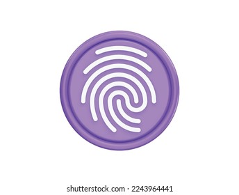 Fingerprint 3d vector icon cartoon minimal style