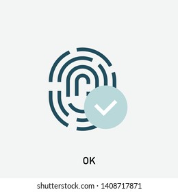 Fingerprint accepted icon. Fingerprint vector illustration in modern flat style. Design elements for mobile and web applications.