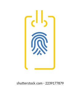 seguridad de icono vectorial de tarjeta de acceso a huellas digitales