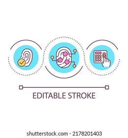 Fingerprint access control loop concept icon. Door entry system abstract idea thin line illustration. Electronic locking. Biometric data. Isolated outline drawing. Editable stroke. Arial font used