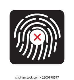 Fingerprint access denied icon | Black Vector illustration |