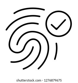 Fingerprint access. Vector flat outline icon illustration isolated on white background.