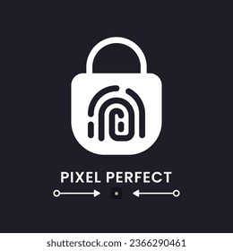 Fingerprint access white solid desktop icon. Biometric security. Personal identification. Pixel perfect 128x128, outline 4px. Silhouette symbol for dark mode. Glyph pictogram. Vector isolated image