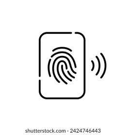 Fingerprint account access. Smartphone and wifi symbol. Pixel perfect, editable stroke