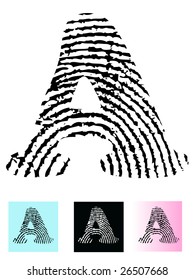 Fingerprint Alphabet Letter A (Highly detailed Letter - transparent so can be overlaid onto other graphics)