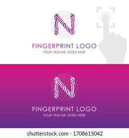 Fingerprint Alphabet Letter N Logo