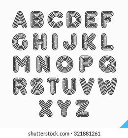 Fingerprint alphabet letters. Vector.