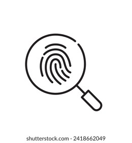 Fingerprint analysis. Criminal investigation technique. Pixel perfect, editable stroke icon