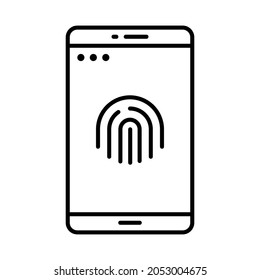 fingerprint application line icon vector design, editable stroke line icon
