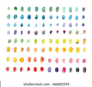 Fingerprint Art collection of prints of fingers and paint the outlines of characters of humans and animals. Vector illustration of a creative.