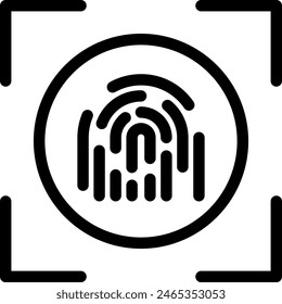 Fingerprint artificial intelligence icon with black outline style. finger, security, id, fingerprint, print, crime, isolated. Vector Illustration