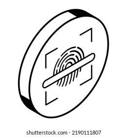 Fingerprint authentication icon, isometric editable design 