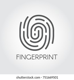 Fingerprint authentication and registration linear icon. Imprint of human finger. Symbol of identification and verification. Black contour abstract signature. Unique user mark. Vector illustration