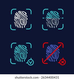 Sistema de autenticación de huellas dactilares - Ilustración vectorial de acceso biométrico