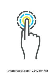 Fingerprint authorization colorful icon. Interface for programs and applications. Internet privacy and security. Innovations and modern technologies, cyberspace. Cartoon flat vector illustration