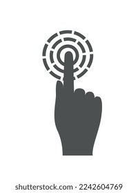 Fingerprint authorization line icon. Sticker for social networks and messengers. Internet security and personal data protection. Access to profile and account. Cartoon flat vector illustration
